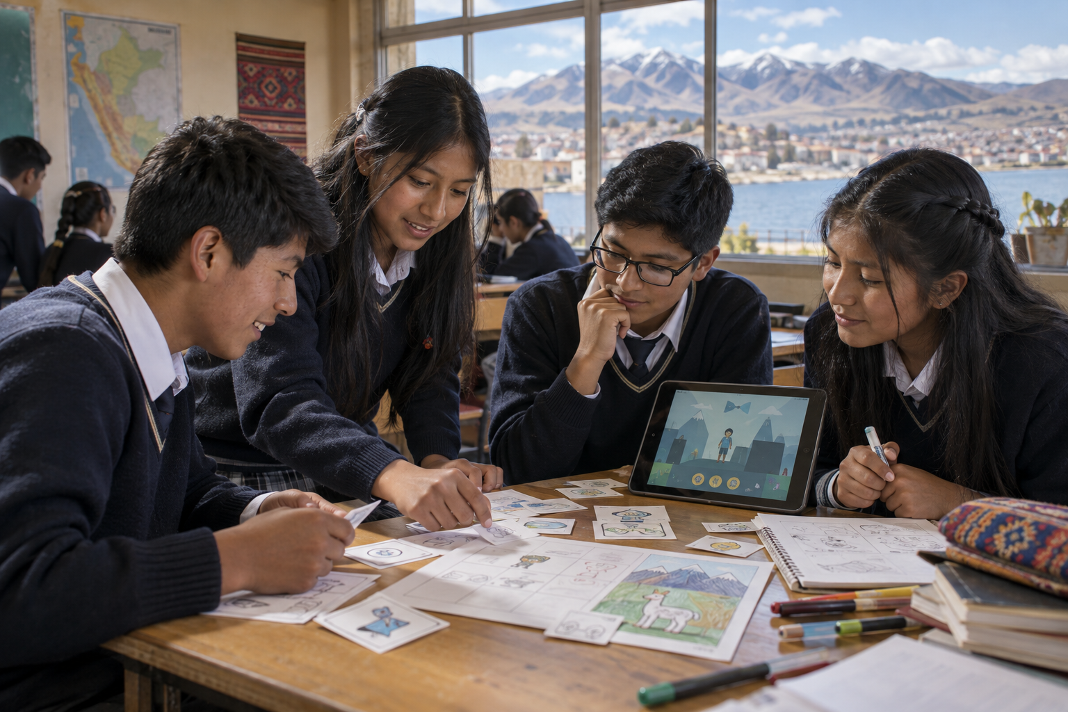 Equipo escolar colabora en un prototipo de videojuego